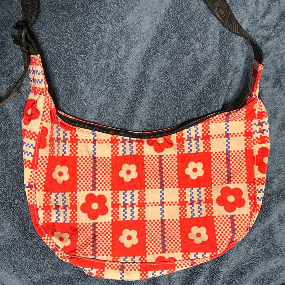 BAGGU x Sandy Liang - Medium Nylon Crescent Bag - Flower Market Plaid